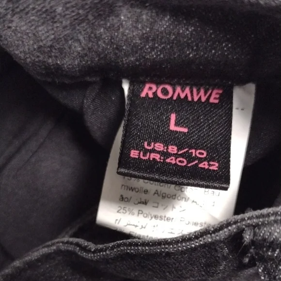 ROMWE Y2K Hippie style,Black Flare Jeans with Embroidery - Picture 2 of 14